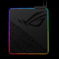 ASUS ROG Balteus Qi, Schwarz, Monochromatisch, Rot/Grün/Blau, Anti-Rutsch-Basis, Gaming-Mauspad