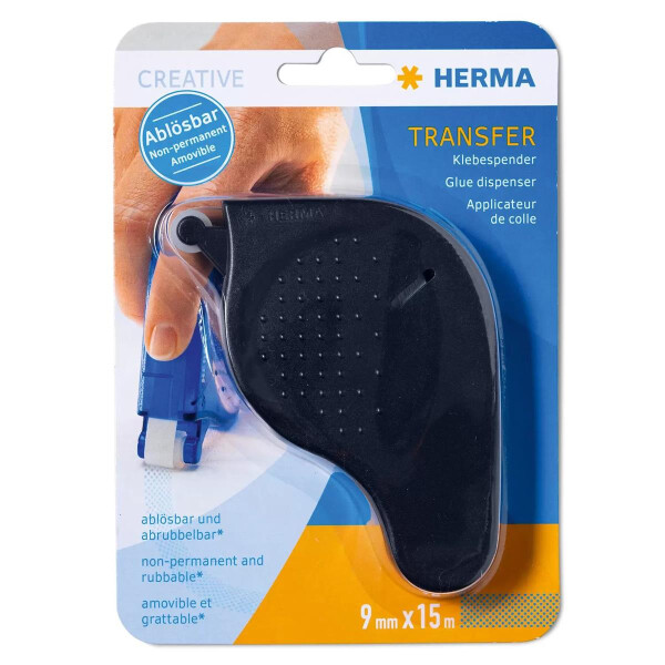 HERMA Klebespender Transfer, ablösbar, schwarz, 15 m, 15 m, Schwarz