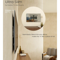 Equip 43"-90" Ultraflache Full-Motion TV-Wandhalterung, 100 x 200 mm, 600 x 400 mm, -15 - 3°, -30 - 30°, Kunststoff, Edelstahl, Schwarz