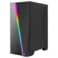 AEROCOOL ADVANCED TECHNOLOGIES Aerocool Mirage, Midi Tower, PC, Schwarz, ATX, micro ATX, Mini-ITX, ABS, SPCC, Gehärtetes Glas, Blau, Grün, Rot