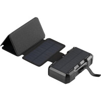 SANDBERG Solar 5-Panel Powerbank 27000, 27000 mAh, Programmable Power Supply (PPS), Kabelloses Aufladen, Schwarz