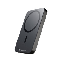 SANDBERG Mag Wireless Powerbank 5000 ALU, 5000 mAh, Lithium, Power Delivery, Kabelloses Aufladen, Schwarz