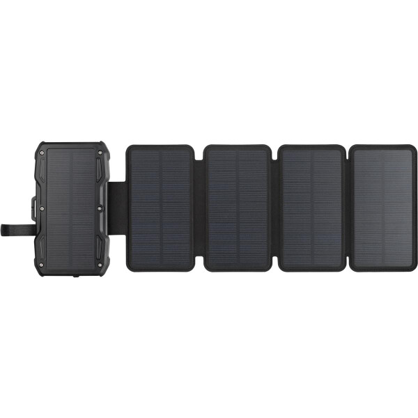 SANDBERG Solar 5-Panel Powerbank 10000, 10000 mAh, Programmable Power Supply (PPS), Kabelloses Aufladen, Schwarz