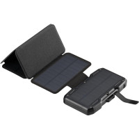 SANDBERG Solar 5-Panel Powerbank 10000, 10000 mAh, Programmable Power Supply (PPS), Kabelloses Aufladen, Schwarz