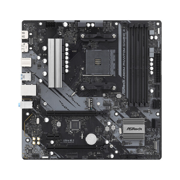 ASRock A520M Phantom Gaming 4, AMD, Socket AM4, AMD Ryzen™ 3, AMD Ryzen™ 5, DDR4-SDRAM, 128 GB, DIMM