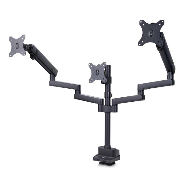 StarTech.com Monitortischhalterung für 3 Monitore 27 Zoll, VESA 75x75/100x100 Höhenverstellbare Monitorhalterung, Klemm/Tüllen Montage Gasdruckfeder Monitorarm, Klemme/Durchführung, 21 kg, 68,6 cm (27"), 100 x 100 mm, Höhenverstellung, Schwarz