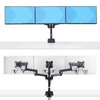 StarTech.com Monitortischhalterung für 3 Monitore 27 Zoll, VESA 75x75/100x100 Höhenverstellbare Monitorhalterung, Klemm/Tüllen Montage Gasdruckfeder Monitorarm, Klemme/Durchführung, 21 kg, 68,6 cm (27"), 100 x 100 mm, Höhenverstellung, Schwarz