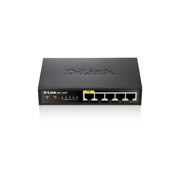D-Link DES-1005P, Unmanaged, Vollduplex, Power over Ethernet (PoE)