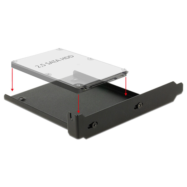 Delock 18212, Universal, HDD-Käfig, Metall, Schwarz, 6,35 cm (2.5 Zoll)