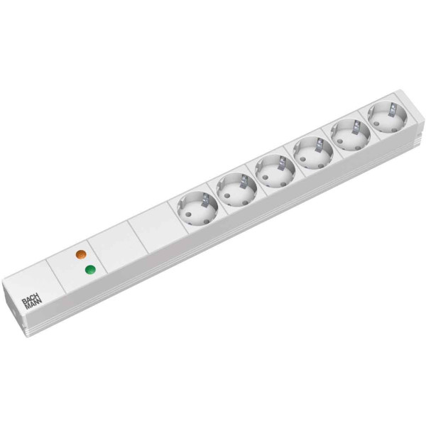 Bachmann 5x Schuko, 2m, 2 m, Typ F, Kunststoff, Grau, Kunststoff, 6 AC-Ausgänge