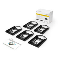 StarTech.com 2,5" HDD / SDD Montagebügel für 3,5" Laufwerksschächte - 5 Stück - Werkzeuglose Installation - 2,5 Zoll SSD HDD Adapter Bügel - Festplatten-Montagesatz, 8,89 cm (3.5"), Carrier Panel, Schwarz, 2.5", SATA, Serial ATA II, Serial ATA III, Serial