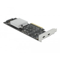 Delock PCI Express x8 Karte zu 2 x extern SuperSpeed USB 20 Gbps (USB 3.2 Gen 2x2) USB Type-C Buchse - Low Profile Formfaktor, PCIe, USB 3.2 Gen 2 (3.1 Gen 2), Niedriges Profil, PCIe 2.0, SATA 15-Pin, 20 Gbit/s