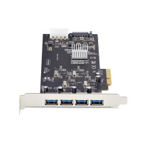 StarTech.com 4-Port USB PCIe Karte, USB 3.2 5Gbps, PCI Express 2.0 Karte mit 4 unabhängigen USB-Controllern, 4 USB 3.2 Typ-A Anschlüsse, PCIe 3.0/4.0, Windows/macOS/Linux, PCIe, USB 3.2 Gen 1 (3.1 Gen 1), Full-height / Low-profile, PCI 2.0, SATA 15-Pin, S