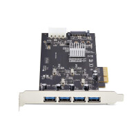 StarTech.com 4-Port USB PCIe Karte, USB 3.2 5Gbps, PCI Express 2.0 Karte mit 4 unabhängigen USB-Controllern, 4 USB 3.2 Typ-A Anschlüsse, PCIe 3.0/4.0, Windows/macOS/Linux, PCIe, USB 3.2 Gen 1 (3.1 Gen 1), Full-height / Low-profile, PCI 2.0, SATA 15-Pin, S