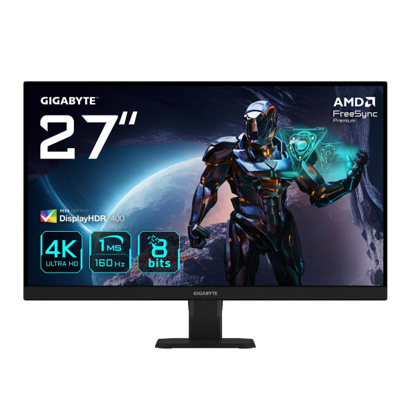 Gigabyte GS27U 27” UHD-Gaming-Monitor - 3840 x 2160 (UHD), 160Hz, 1ms, 350 cd/m², Display HDR400, HDMI 2.1, DisplayPort 1.4, 68,6 cm (27"), 3840 x 2160 Pixel, 4K Ultra HD, LCD, 1 ms, Schwarz