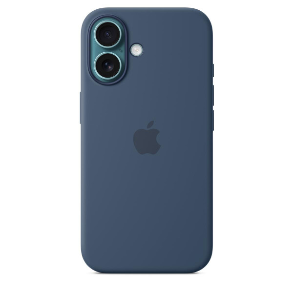 Apple iPhone 16 Silikon Case mit MagSafe – Denim, Cover, Apple, iPhone 16, 15,5 cm (6.1"), Blau
