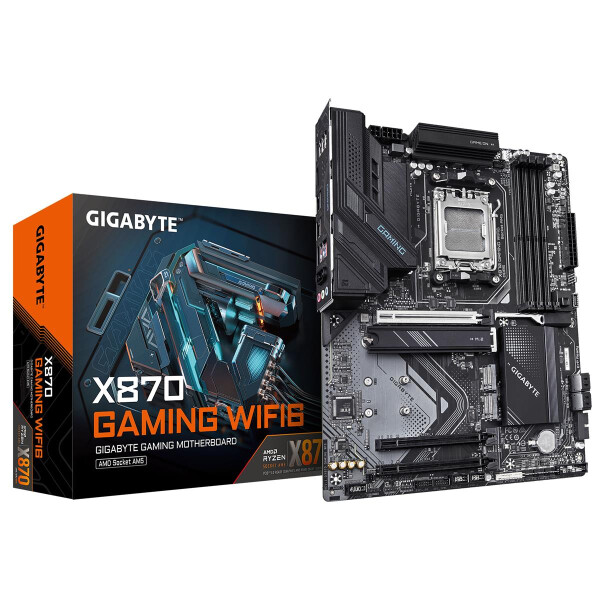 Gigabyte X870 GAMING WIFI6 Motherboard - Unterstützt AMD Ryzen 9000 CPUs, 8+2+2 Phasen VRM, bis zu 8000MHz DDR5 (OC), 1x PCIe 5.0 + 3x M.2, Wi-Fi 6, 2.5GbE LAN, USB 3.2 Gen 2x2, AMD, Sockel AM5, AMD Ryzen™ 7, Sockel AM5, 256 GB, DDR5-SDRAM