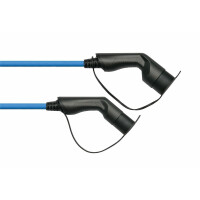 kabelmeister E-Auto-Ladekabel Mode 3, Typ 2 Stecker an Buchse, 3-phasig, 16 A, 11 kW, blau, 2,5m, Blau, Typ 2, Typ 2, Schwarz, Abgewinkelt, Abgewinkelt