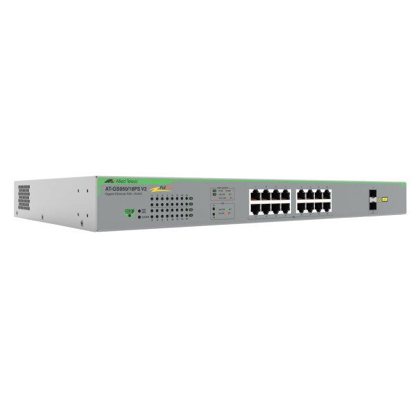 Allied Telesis AT-GS950/18PS-V2-50, Unmanaged, Gigabit Ethernet (10/100/1000), Power over Ethernet (PoE), Rack-Einbau