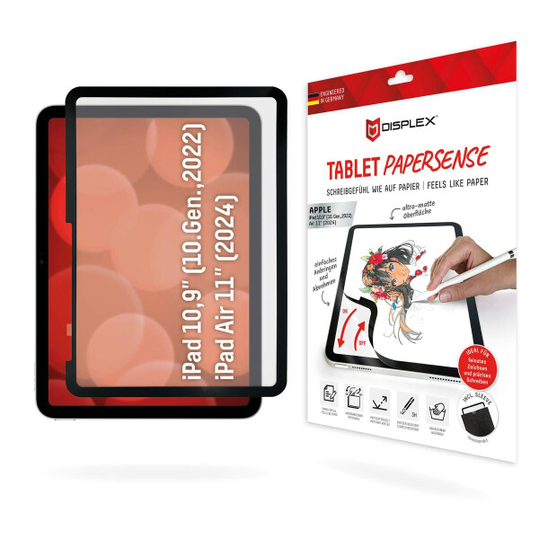 E.V.I. Displex TABLET PAPERSENSE für iPad 10,9 (10. Gen.)/Air 11 (2024), wiederablösbare Schreibfolie und Zeichenfolie mit Paper Feeling, Papierähnliche Schutzfolie für den Bildschirm, 27,7 cm (10.9"), Matt, 5H, 1 Stück(e)
