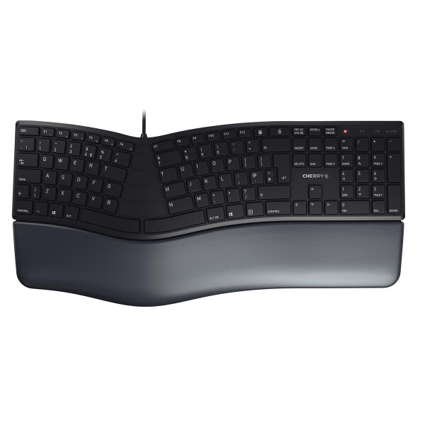 Cherry KC 4500 ERGO, Volle Größe (100%), Kabelgebunden, USB, QWERTY, Schwarz