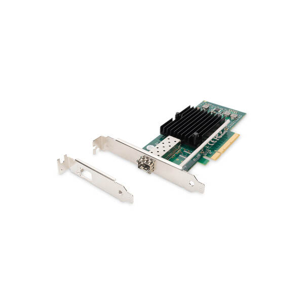 DIGITUS Single Port 10 Gigabit Ethernet Netzwerkkarte, SFP, PCI Express, Intel Chipsatz
