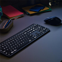 Logitech MX Keys combo for Business Gen 2, Kabellos, RF Wireless + Bluetooth, Scherenschalter, QWERTY, LED, Graphit