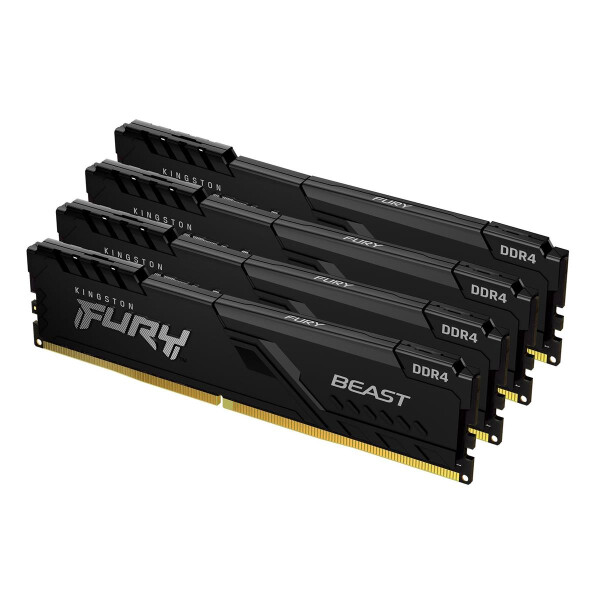 Kingston FURY 64GB 3600MT/s DDR4 CL18 DIMM (4er-Kit) Beast Black, 64 GB, 4 x 16 GB, DDR4, 288-pin DIMM