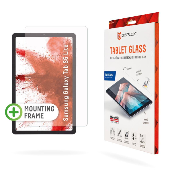E.V.I. Displex Tablet Glass (9H) für Samsung Galaxy Tab S6 Lite, Eco-Montagerahmen L-Form, unzerbrechlich, ultra-dünn, unsichtbar, 26,4 cm (10.4 Zoll), 9H, Gehärtetes Glas, 145 g, 1 Stück(e)