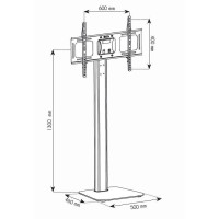 Techly ICA-TR11, 177,8 cm (70"), 50 x 50 mm, 600 x 400 mm, -10 - 5°, Aluminium, Schwarz, Silber