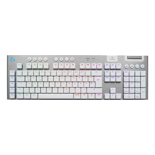 Logitech G G915 X LIGHTSPEED, Verkabelt & Kabellos, USB + RF Wireless + Bluetooth, Mechanischer Switch, QWERTZ, LED, Weiß