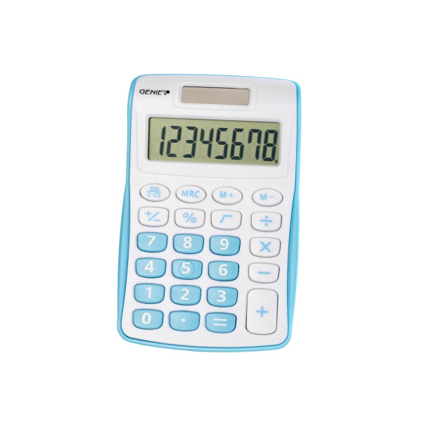 Genie 120 B, Tasche, Display-Rechner, 8 Ziffern, 1 Zeilen, Batterie/Solar, Blau, Weiß