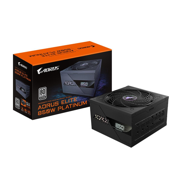 Gigabyte AORUS ELITE P850W Netzteil - PCIe 5.0, 80 PLUS Platinum, Vollmodulares Design, 120mm Lüfter, ATX 3.0-kompatibel, EU-Stecker, 850 W, 100 - 240 V, 50/60 Hz, 12 A, Aktiv, 125 W