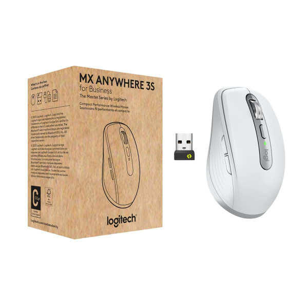 Logitech MX Anywhere 3S for Business, rechts, Laser, RF Wireless + Bluetooth, 8000 DPI, Weiß
