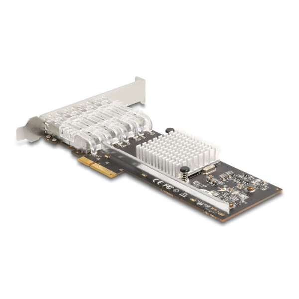Delock PCI Express x4 Karte zu 4 x SFP Slot Gigabit LAN i350, Eingebaut, Kabelgebunden, PCI Express, Faser, 1000 Mbit/s, Schwarz