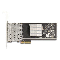 Delock PCI Express x4 Karte zu 4 x SFP Slot Gigabit LAN i350, Eingebaut, Kabelgebunden, PCI Express, Faser, 1000 Mbit/s, Schwarz