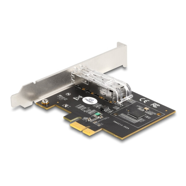 Delock PCI Express x1 Karte zu 1 x SFP Slot Gigabit LAN i210, Eingebaut, Kabelgebunden, PCI Express, Faser, 1000 Mbit/s, Schwarz