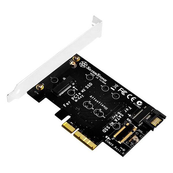 SilverStone ECM20, M.2, PCIe, SATA, Schwarz