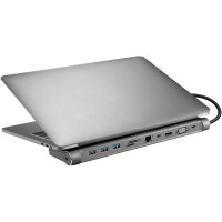 SANDBERG USB-C 10-in-1 Docking Station, Kabelgebunden, USB 3.2 Gen 1 (3.1 Gen 1) Type-C, 100 W, 10,100,1000 Mbit/s, Aluminium, MMC, MicroSD (TransFlash), SD, SDHC, SDXC