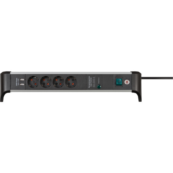 Brennenstuhl 1391020410, 1,8 m, Indoor, Abgewinkelt, IP20, Schwarz, Silber, 4 AC-Ausgänge