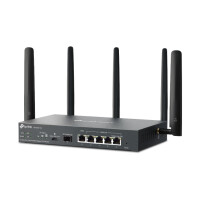 TP-LINK Omada ER706W-4G, Wi-Fi 6 (802.11ax), Dual-Band (2,4 GHz/5 GHz), Ethernet/LAN, 4G, Schwarz, Desktop-/Pol-Router