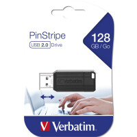Verbatim PinStripe - USB-Stick 128 GB - Schwarz, 128 GB,...