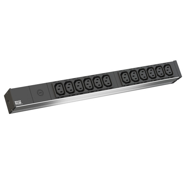 Bachmann 800.2284, Standard, 1U, Aluminium, Schwarz, 12 AC-Ausgänge, C13-Koppler