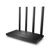 TP-LINK Archer C6, Wi-Fi 5 (802.11ac), Dual-Band (2,4 GHz/5 GHz), Ethernet/LAN, Schwarz, Tabletop-Router
