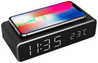 Gembird DAC-WPC-01 - Digitaler Wecker - Rechteck - Schwarz - 12/24 h - iPhone X/XS/XR - iPhone 8 - Galaxy S8/S7/S6 - LCD