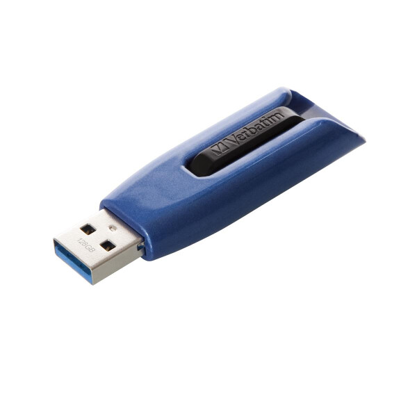 Verbatim V3 MAX - USB 3.0-Stick 128 GB - Blau, 128 GB, USB Typ-A, 3.2 Gen 1 (3.1 Gen 1), 175 MB/s, Dia, Schwarz, Blau