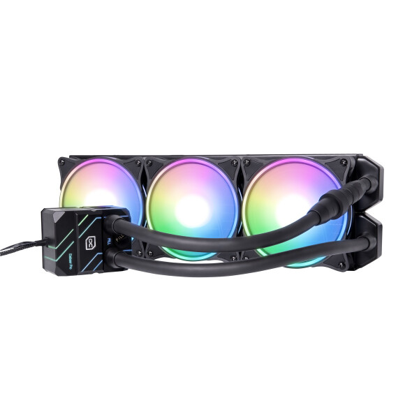 Alphacool Eisbaer Pro Aurora 360, All-in-One-Flüssigkeitskühler, 12 cm, 2500 RPM, 119,8 m³/h, Schwarz, Weiß