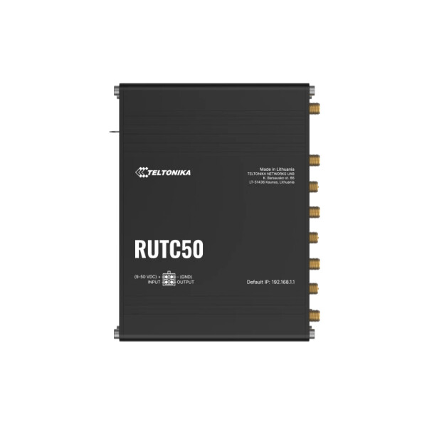Teltonika RUTC50, Wi-Fi 6 (802.11ax), Dual-Band (2,4 GHz/5 GHz), Ethernet/LAN, 5G, Schwarz, Industrieller Router
