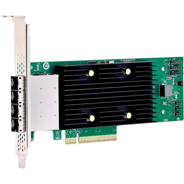 Brocade Broadcom eHBA 9600-16e, PCIe, SAS, SATA, Full-height / Low-profile, PCIe 4.0, Schwarz, Grün, Silber, 5000000 h