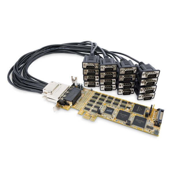 StarTech.com PCI Express Serielle Karte - 16 DB9 RS232 Ports - Niedrig + Vollprofil - Serieller Adapter mit mehreren Ports - PCIe Serielle Karte, PCIe, Seriell, Niedriges Profil, PCIe 1.1, RS-232, Gelb